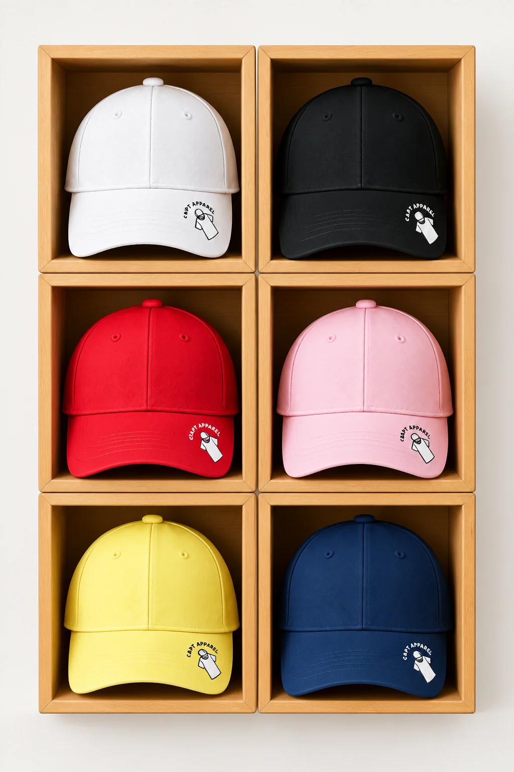 Fashion caps and hats collection arranged on a display rack
