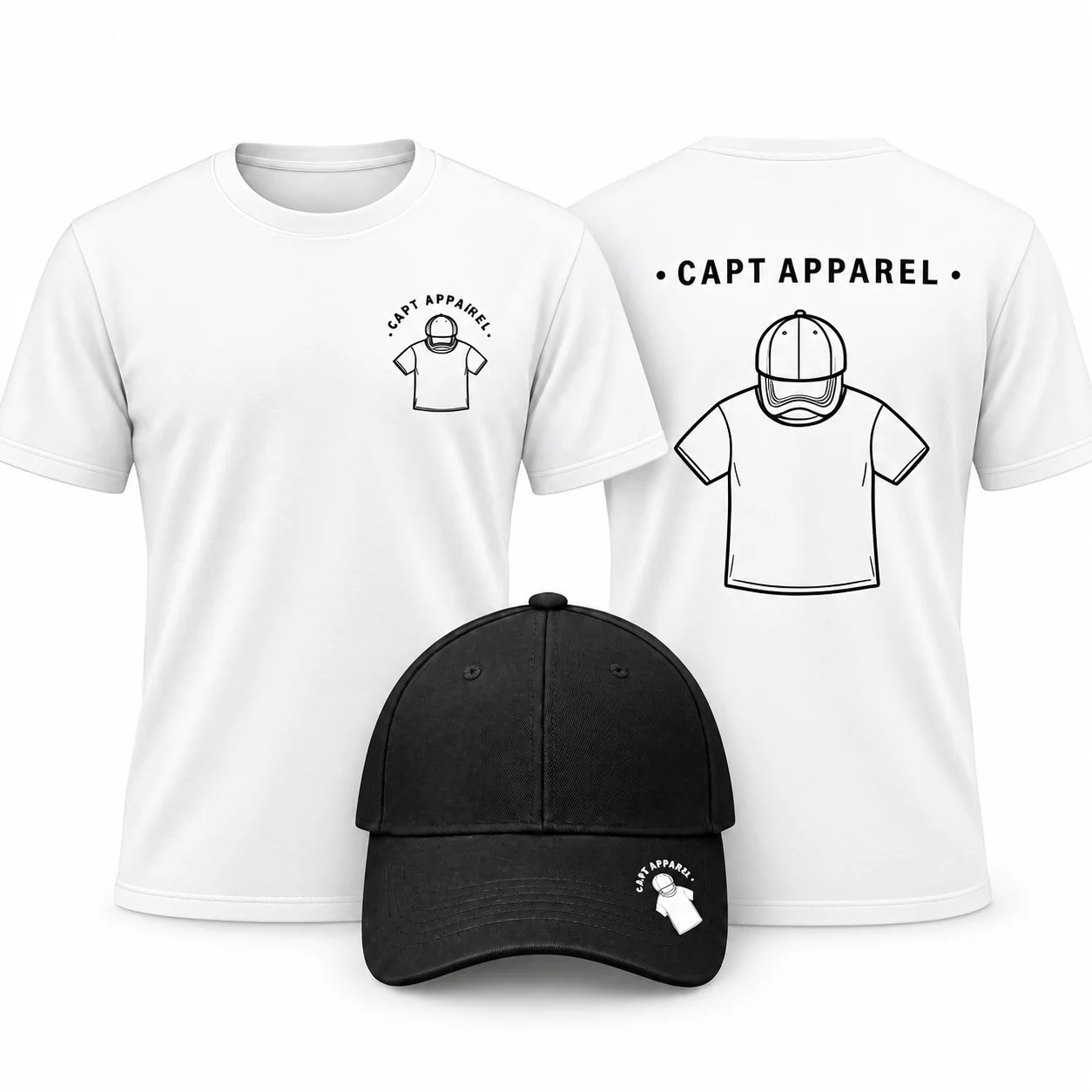 Urban streetwear lifestyle showing models wearing branded tees and caps in a city environment